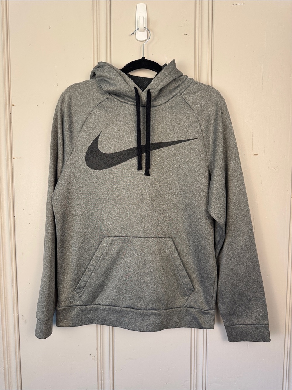 Nike Dri Fit Hoodie Gray Pullover Sweatshirt Womens Small Swoosh Logo